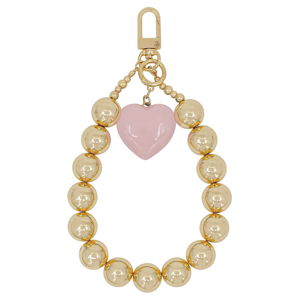 Gold Beaded Heart Charm – Bag & Phone Accessory