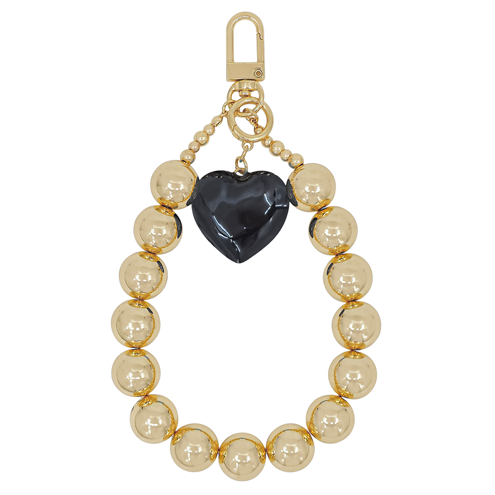 Gold Beaded Heart Charm – Bag & Phone Accessory