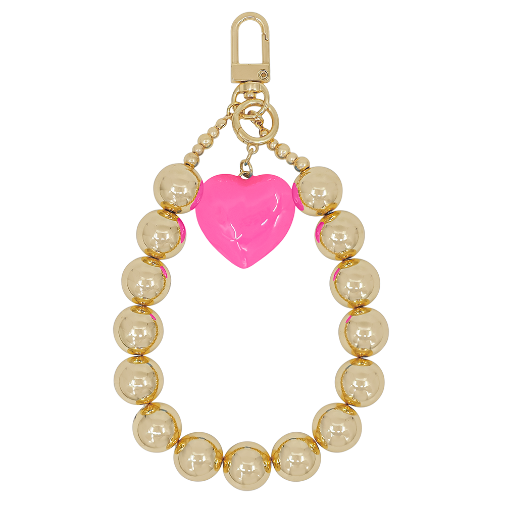 Gold Beaded Heart Charm – Bag & Phone Accessory