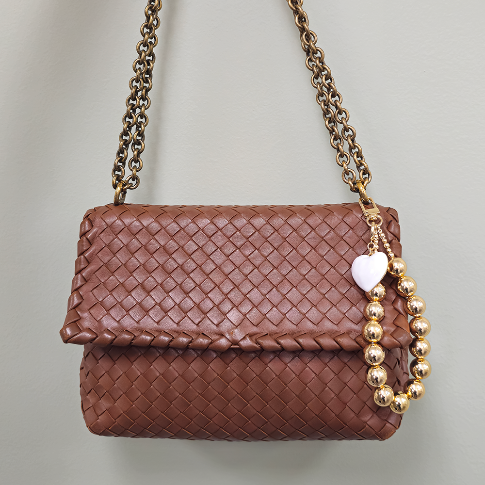 Gold Beaded Heart Charm – Bag & Phone Accessory