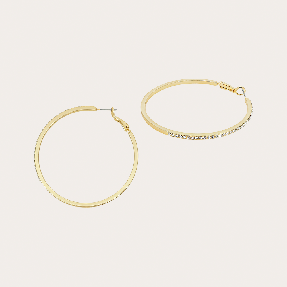 Classic Crystal-Embellished Large Hoop Earrings