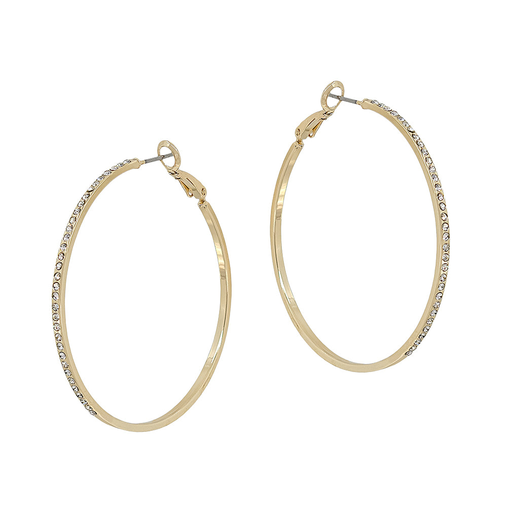 Classic Crystal-Embellished Large Hoop Earrings