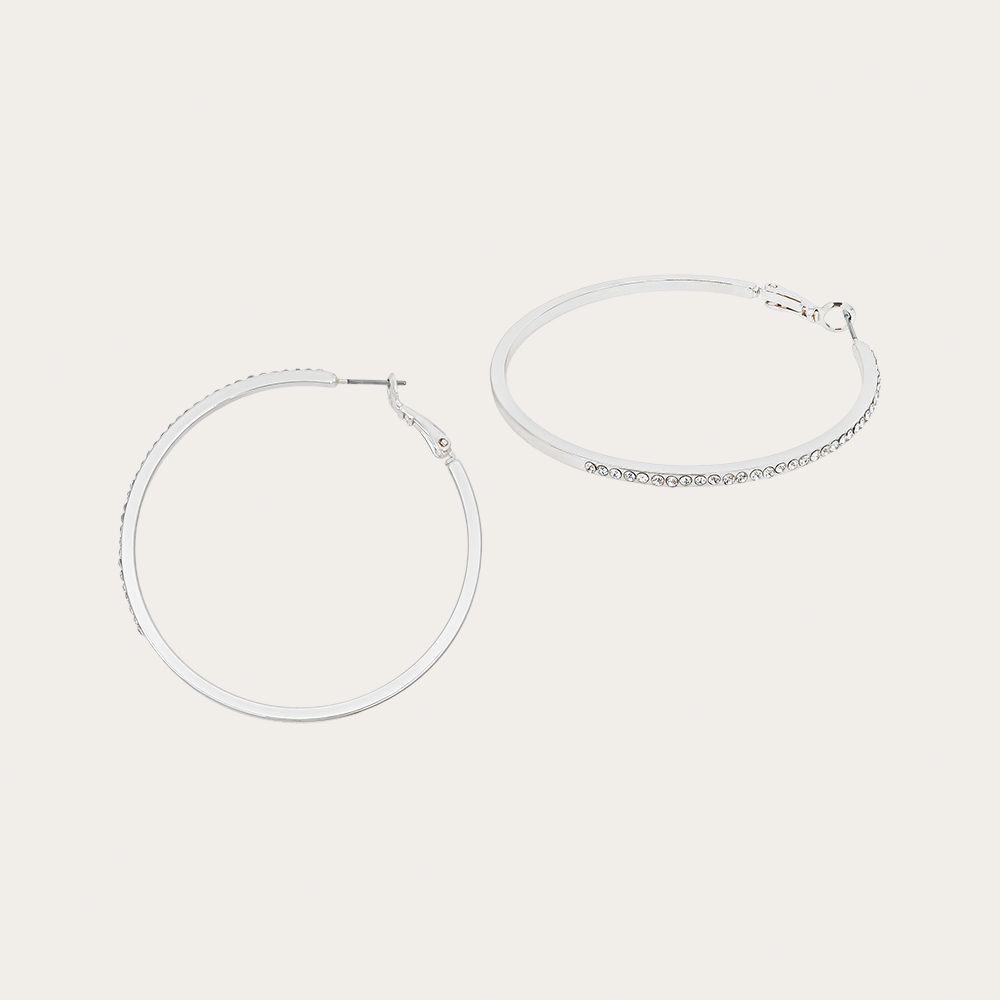 Classic Crystal-Embellished Large Hoop Earrings