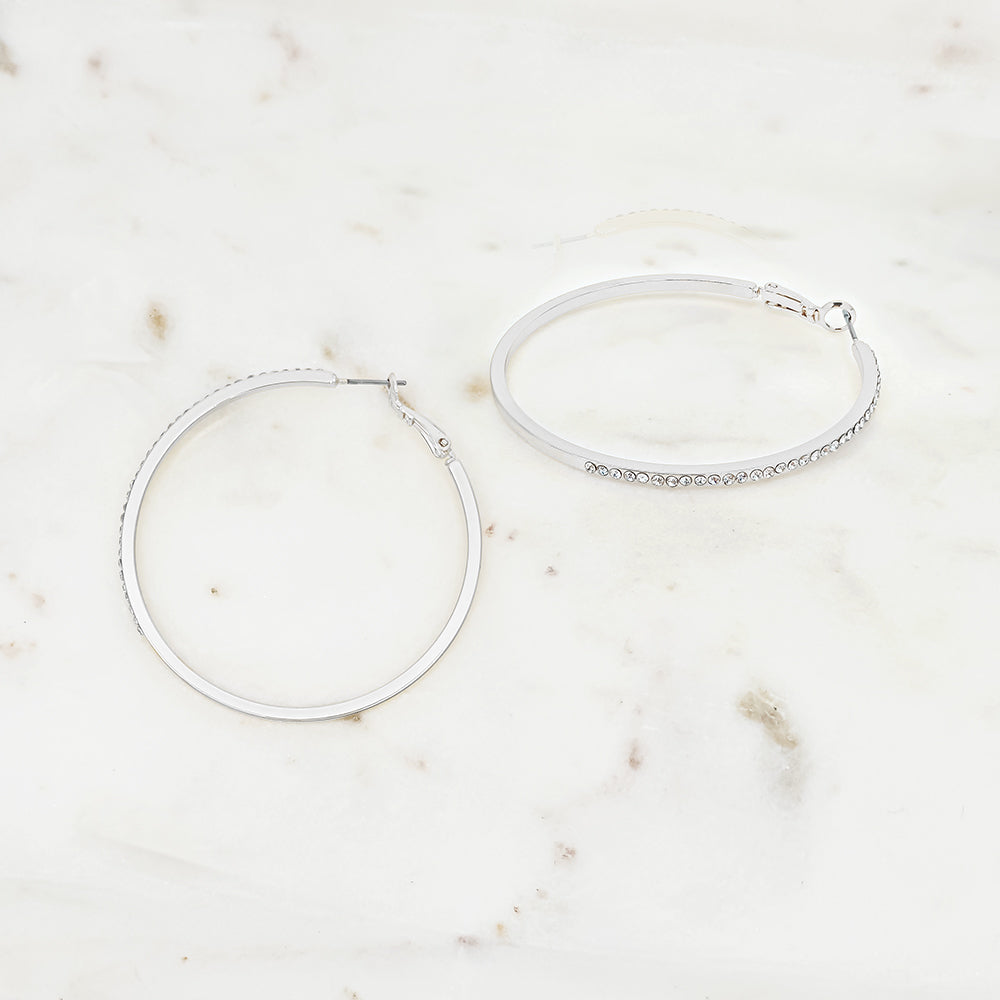 Classic Crystal-Embellished Large Hoop Earrings