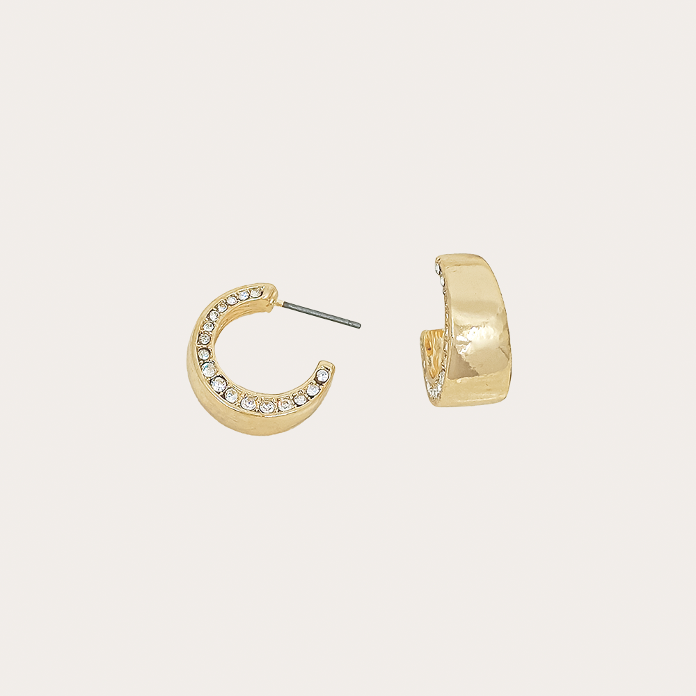 Mini Crystal-Lined Chunky Hoop Earrings