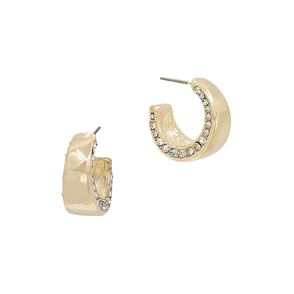 Mini Crystal-Lined Chunky Hoop Earrings