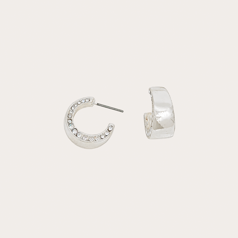 Mini Crystal-Lined Chunky Hoop Earrings