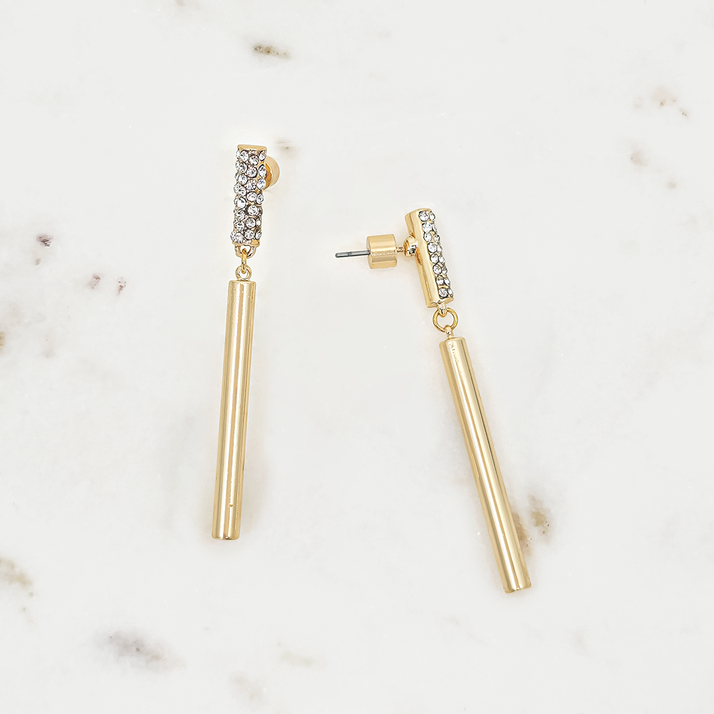 Crystal Bar Drop Earrings