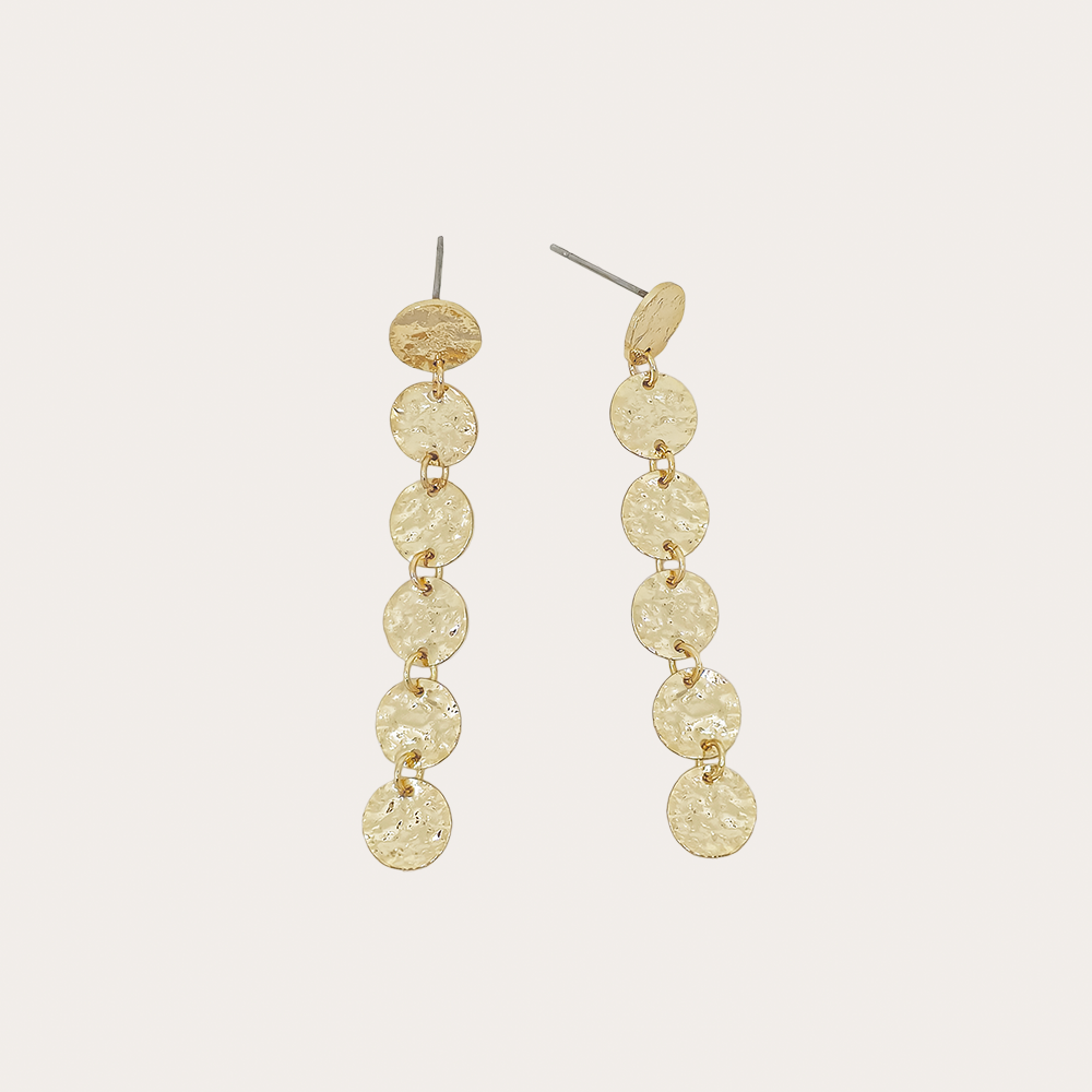 Textured Disc Linear Drop Earrings – Gold & Silver-Tone Statement Dangles