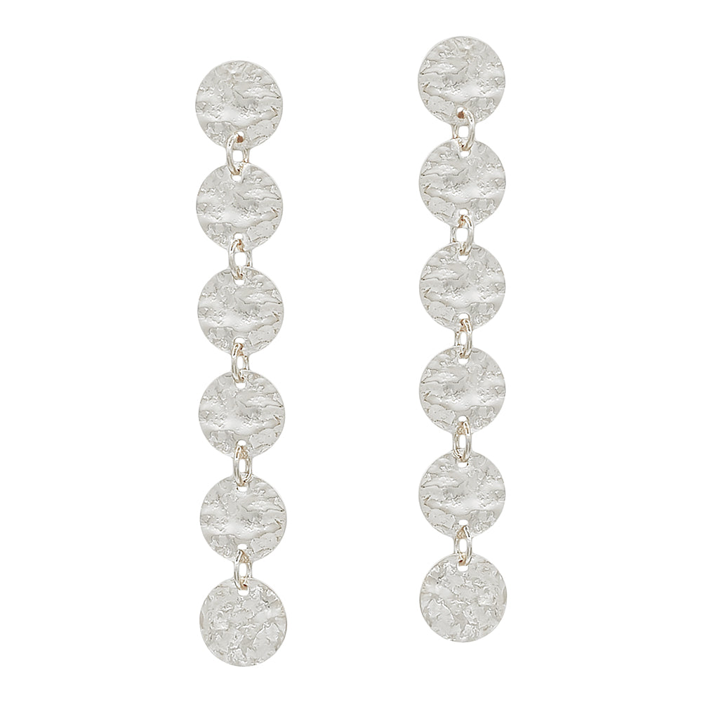 Textured Disc Linear Drop Earrings – Gold & Silver-Tone Statement Dangles