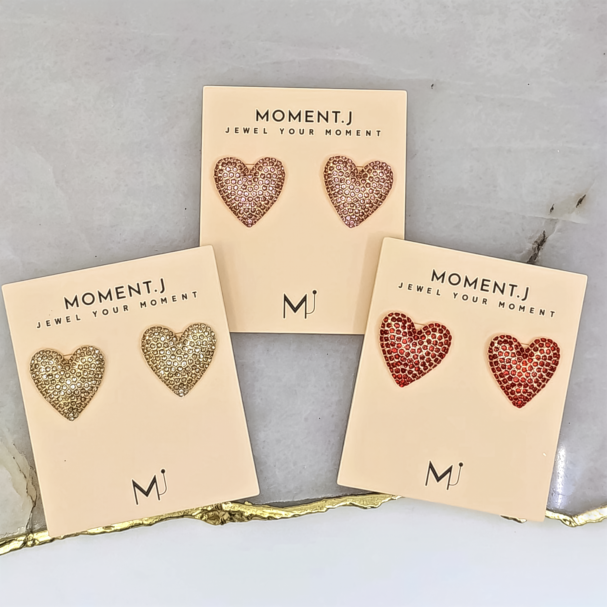 Crystal Pavé Heart Stud Earrings