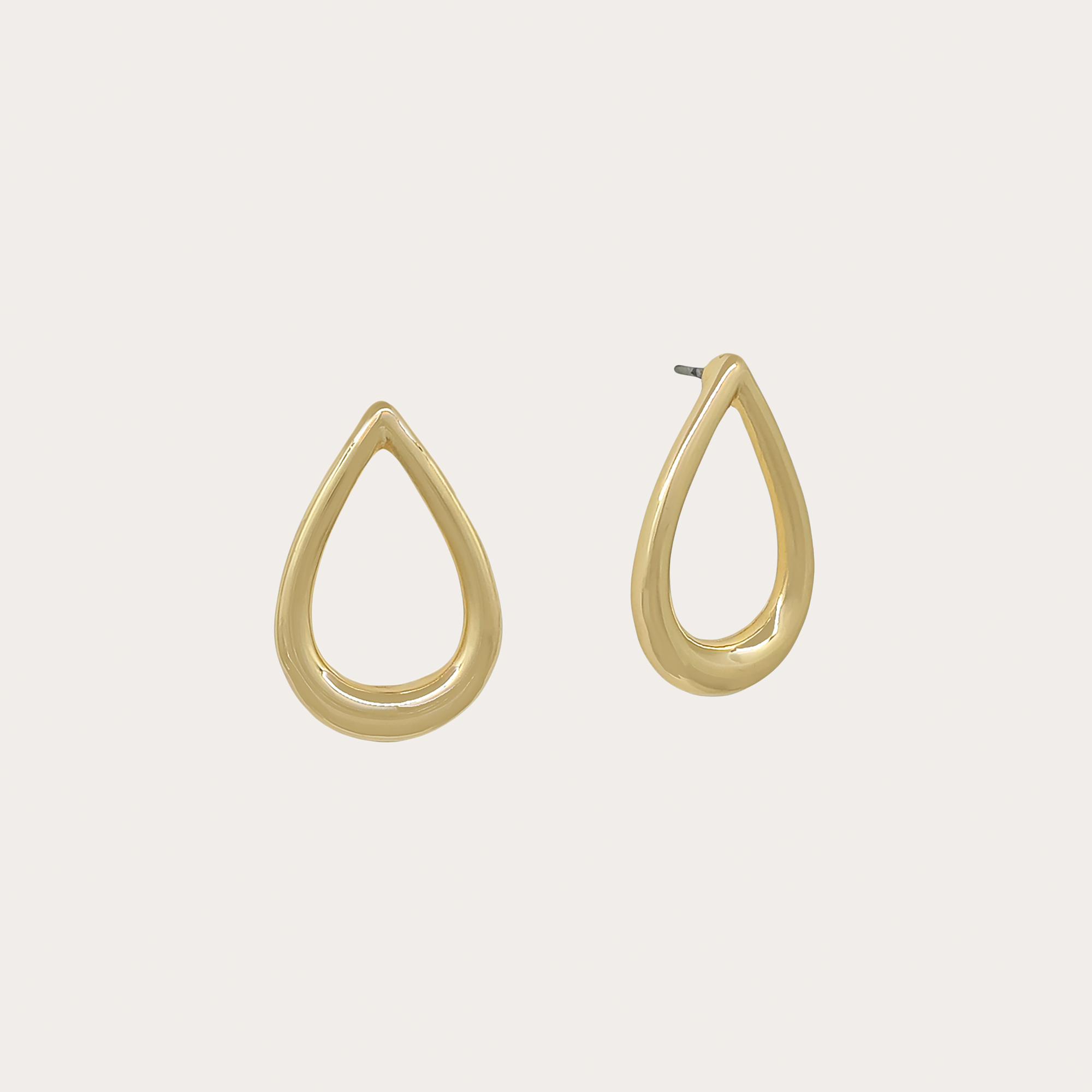 Modern Teardrop Open Stud Earrings