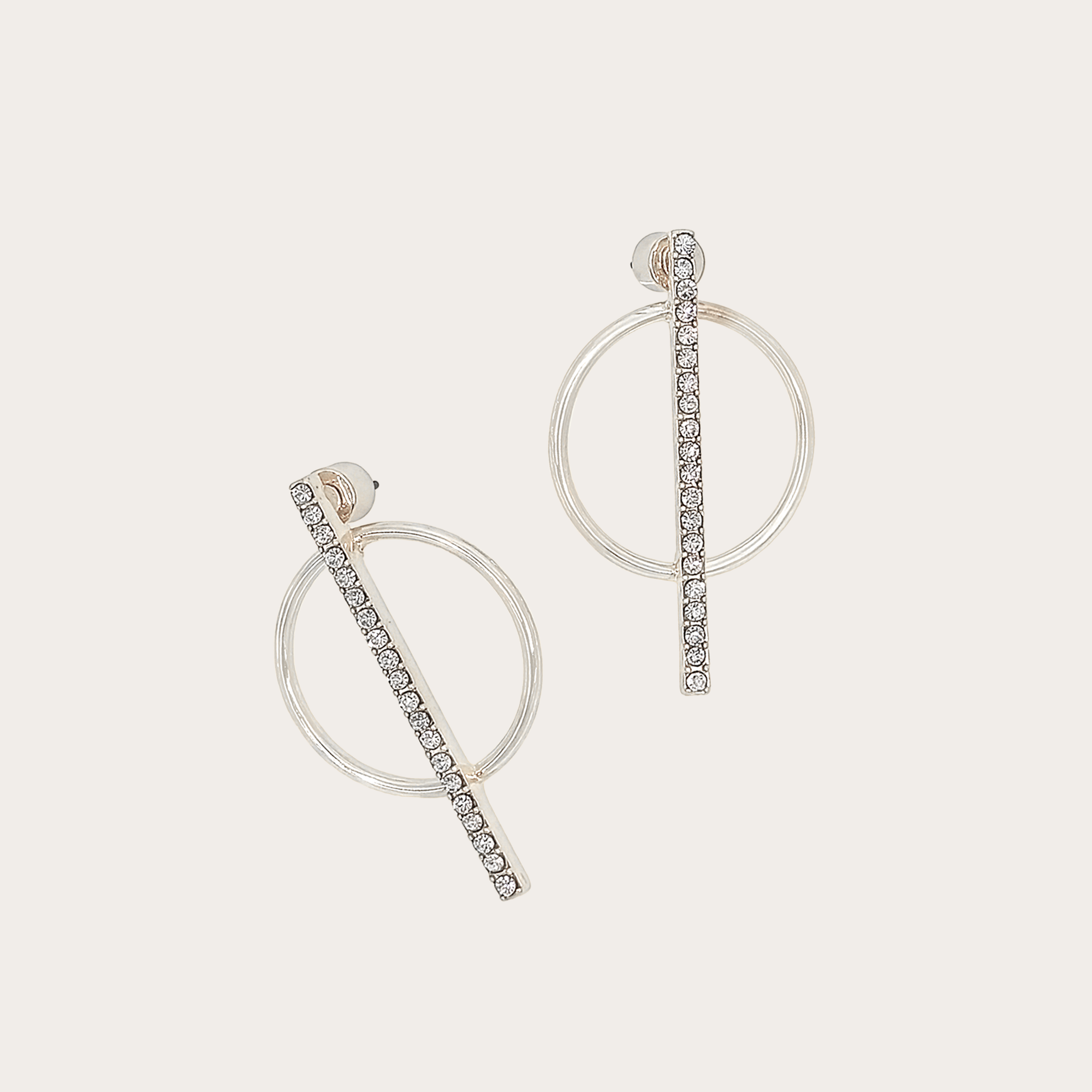 Crystal Pavé Geometric Circle Bar Drop Earrings