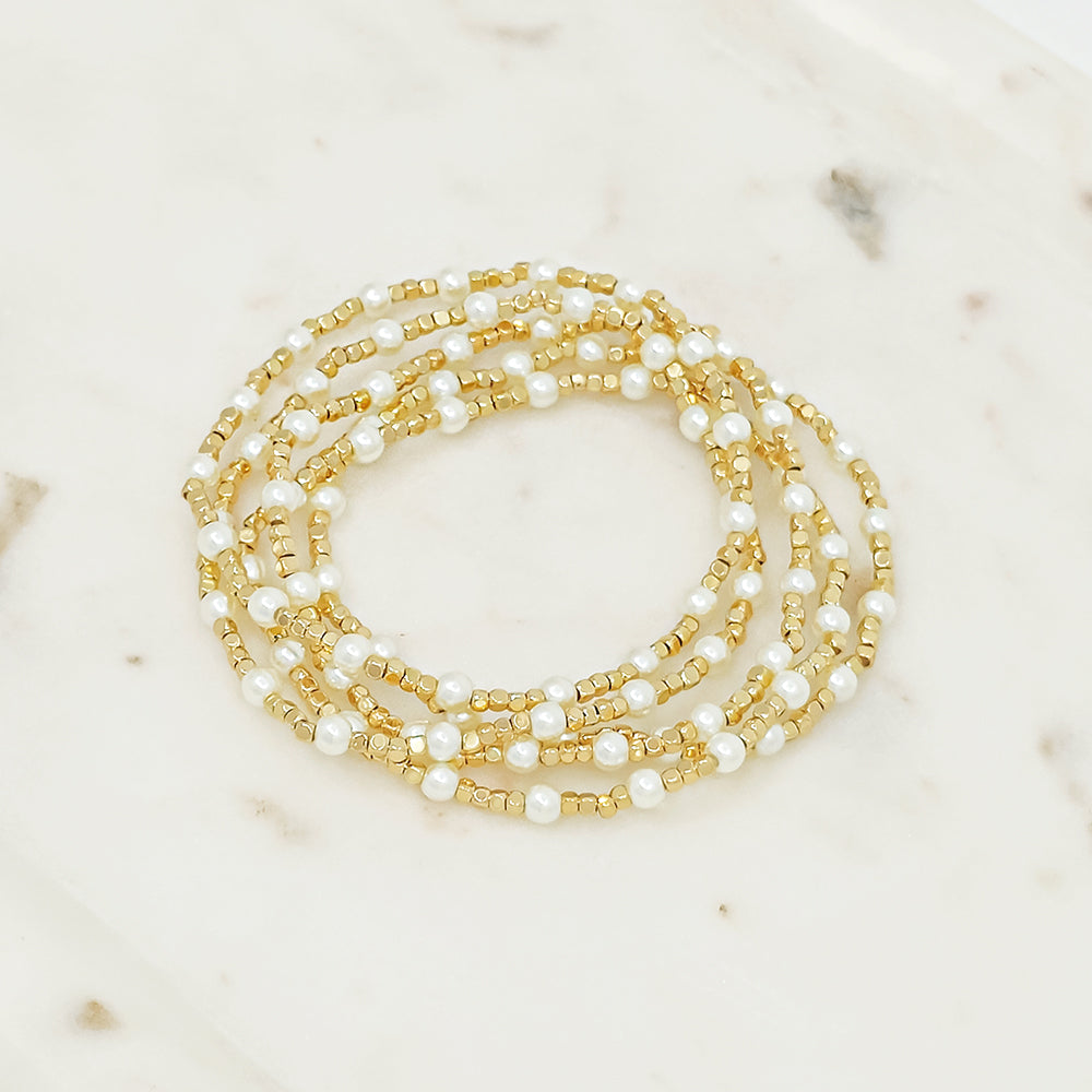 Multi-Strand Pearl Beaded Bracelet