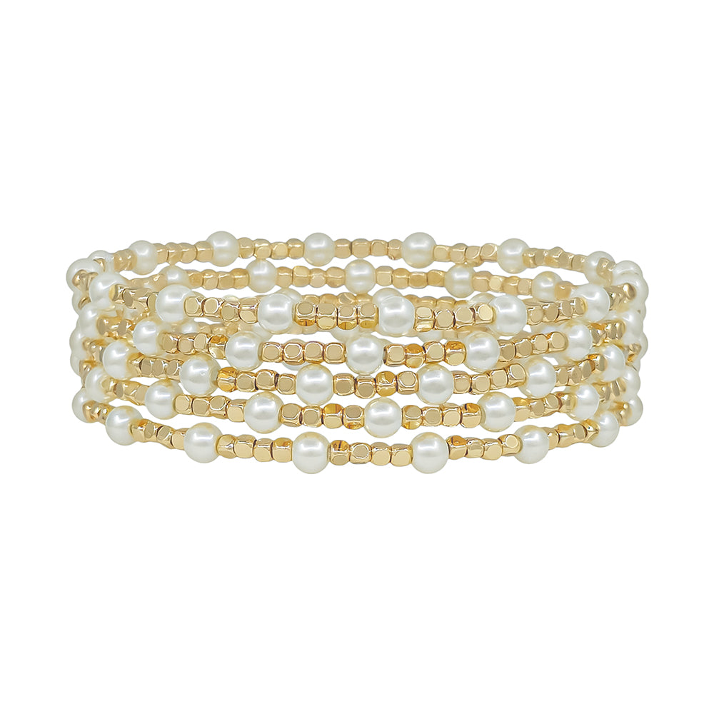 Multi-Strand Pearl Beaded Bracelet