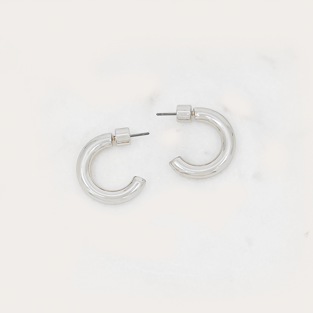 Polished Gold Hoop Huggie Earrings