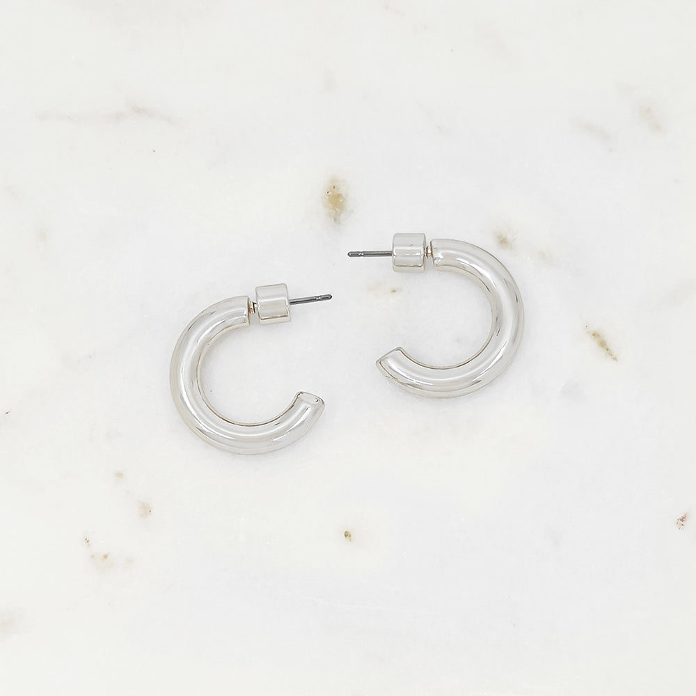 Polished Gold Hoop Huggie Earrings