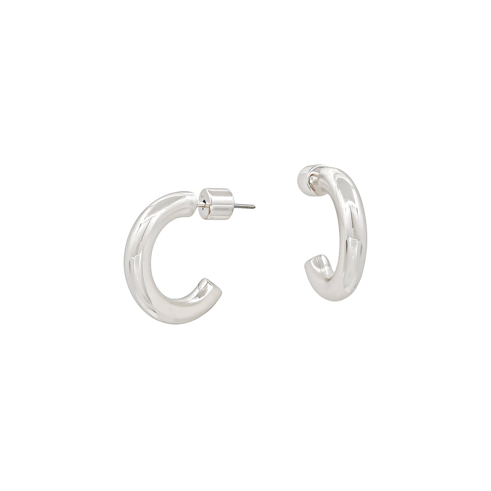 Polished Gold Hoop Huggie Earrings