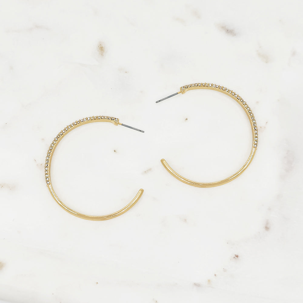Pavé Crystal Open Hoop Earrings