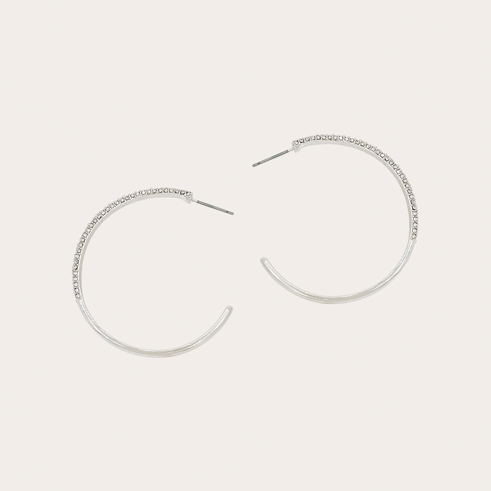 Pavé Crystal Open Hoop Earrings