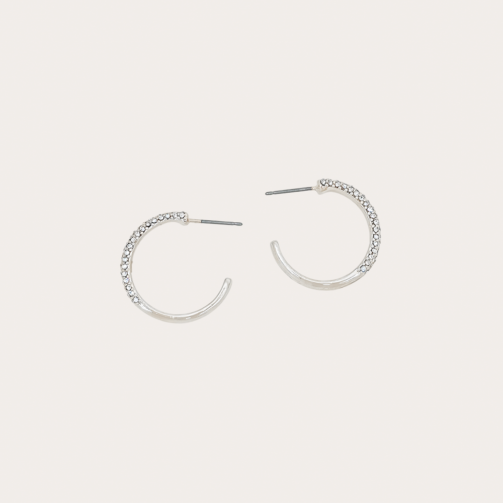 Pavé Crystal Open Hoop Earrings