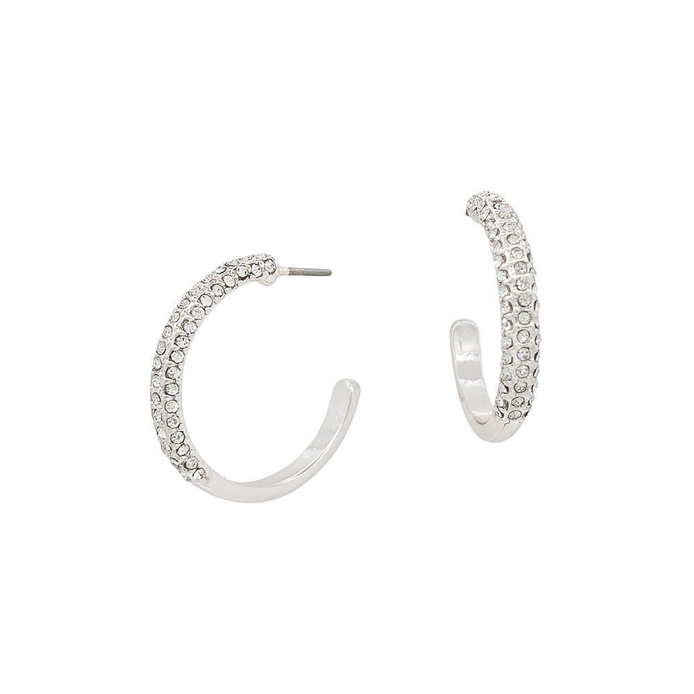 Pavé Crystal Open Hoop Earrings