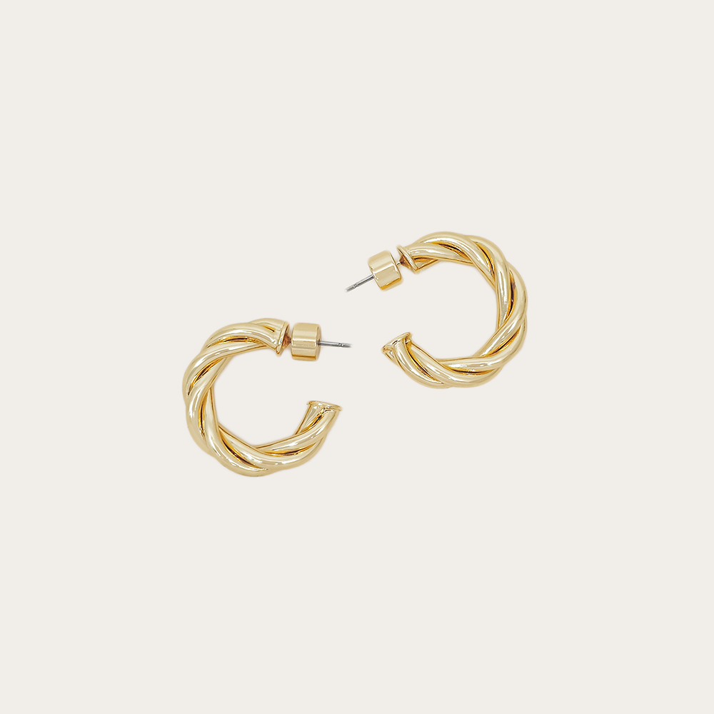 Twisted Gold Hoop Earrings
