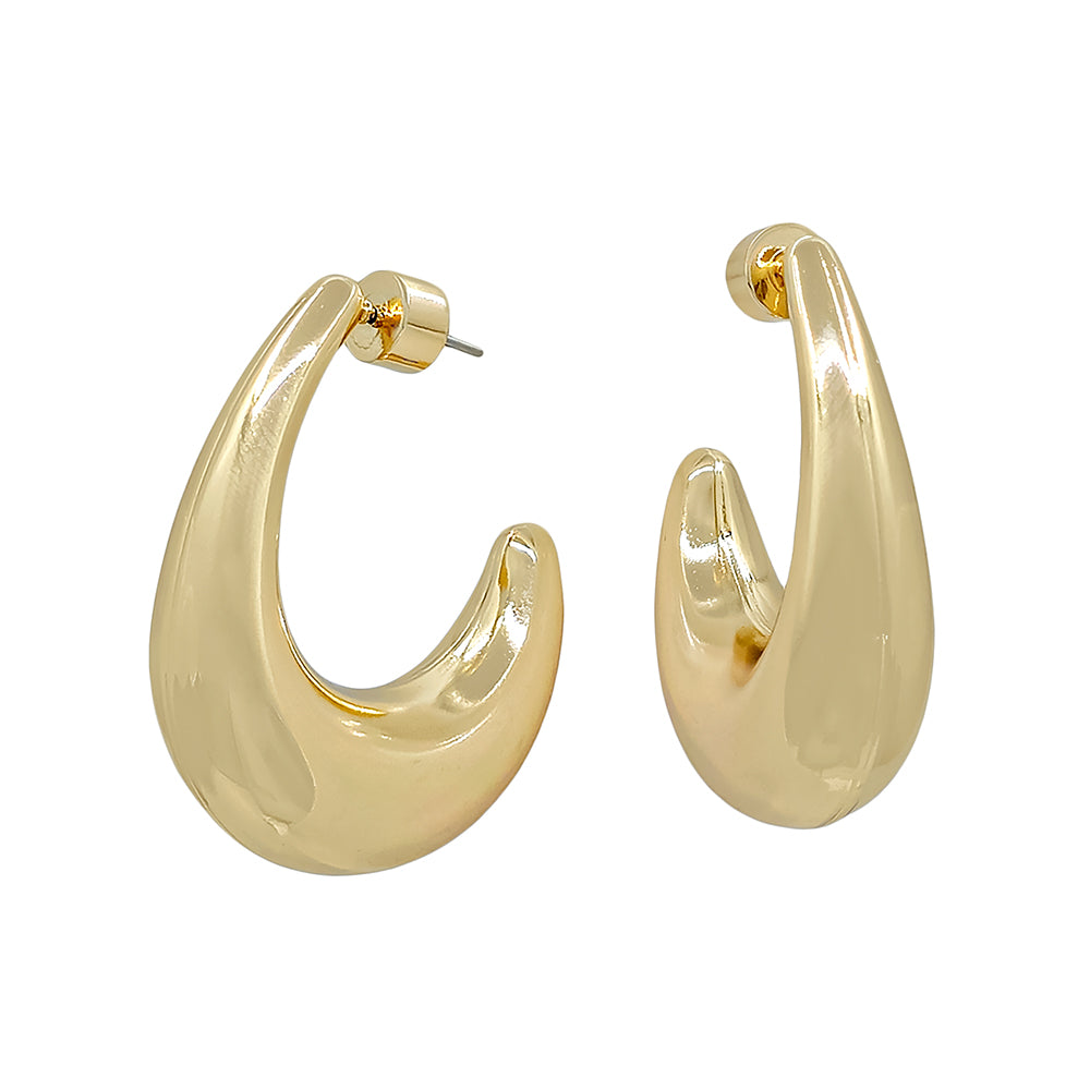Bold teardrop sculptural hoop earrings