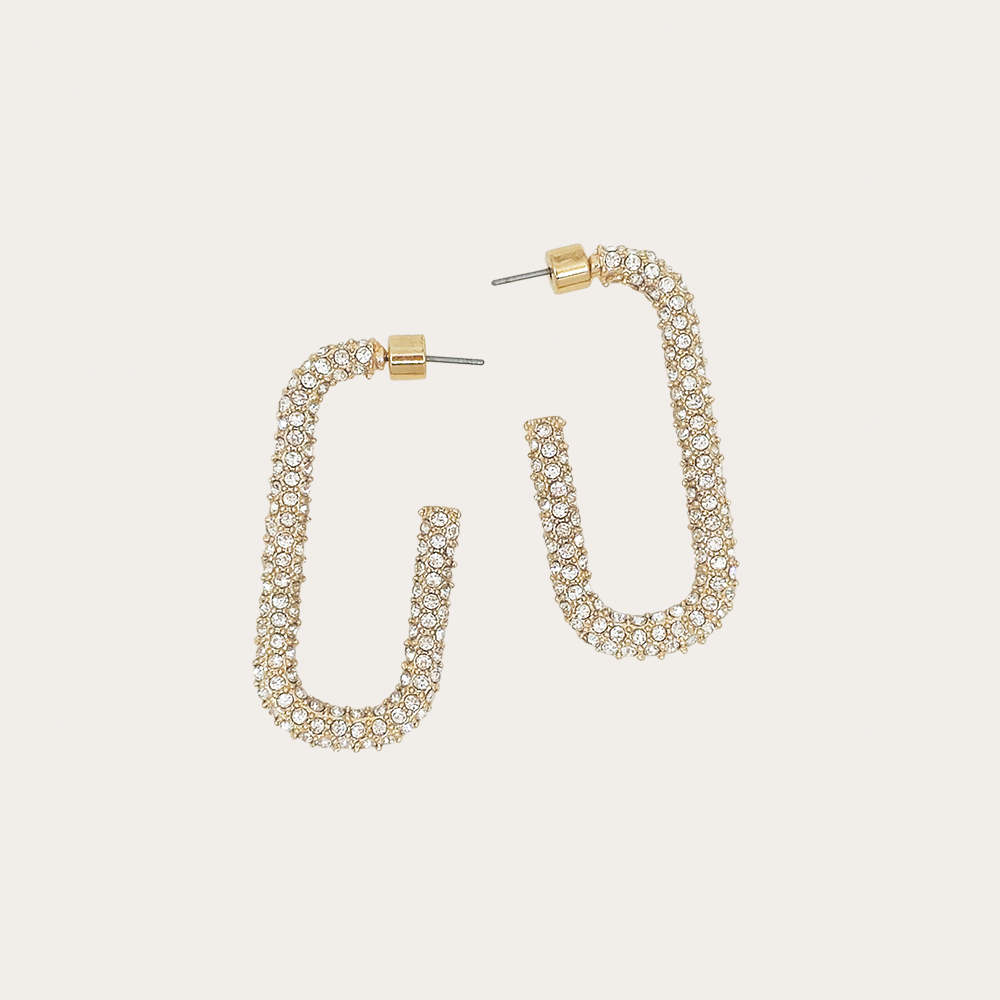 Crystal pave open hoop earrings