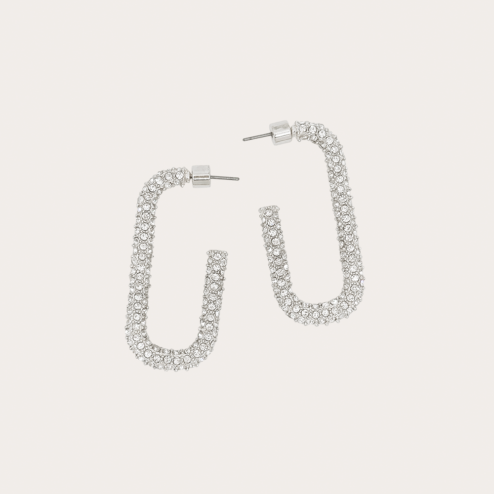 Crystal pave open hoop earrings