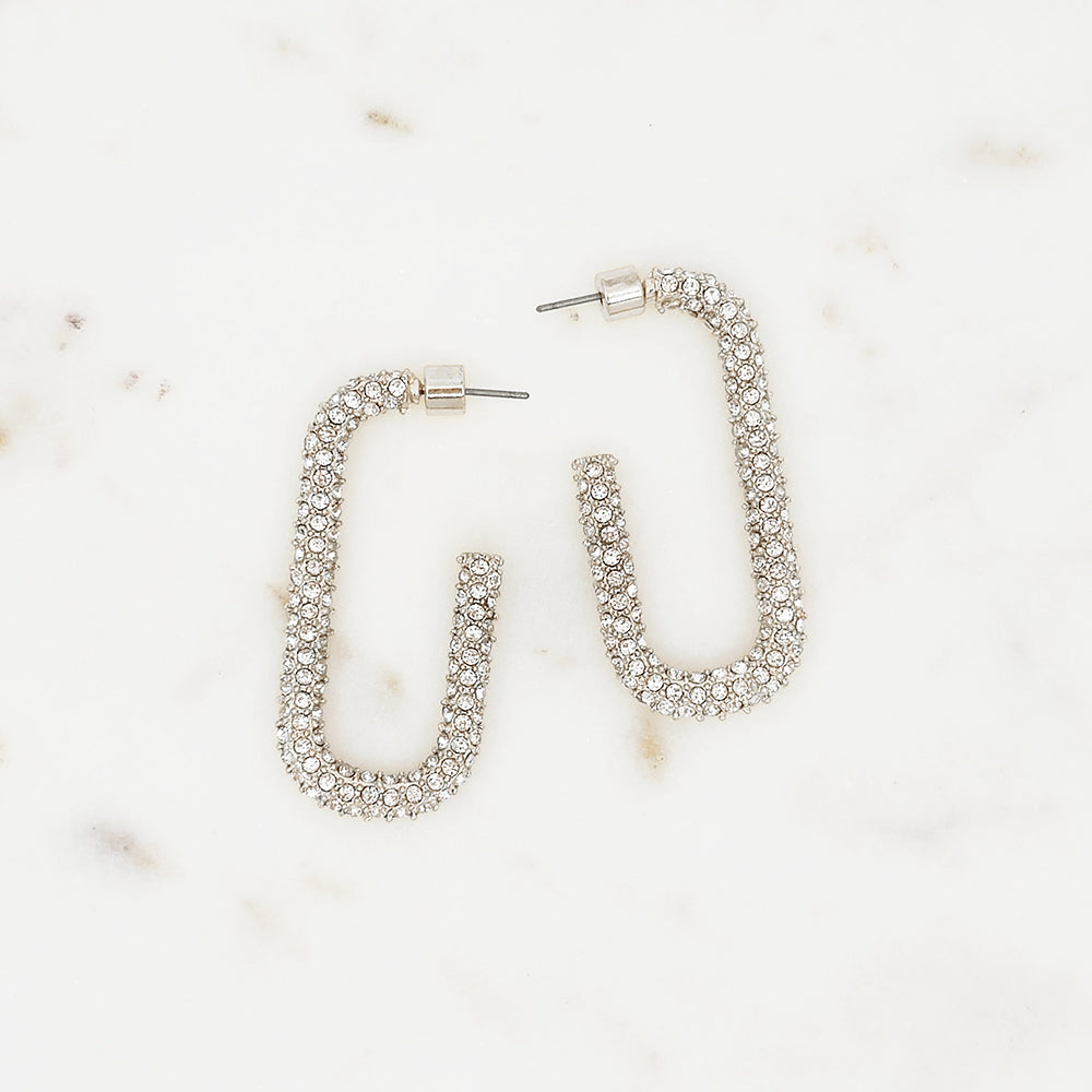 Crystal pave open hoop earrings