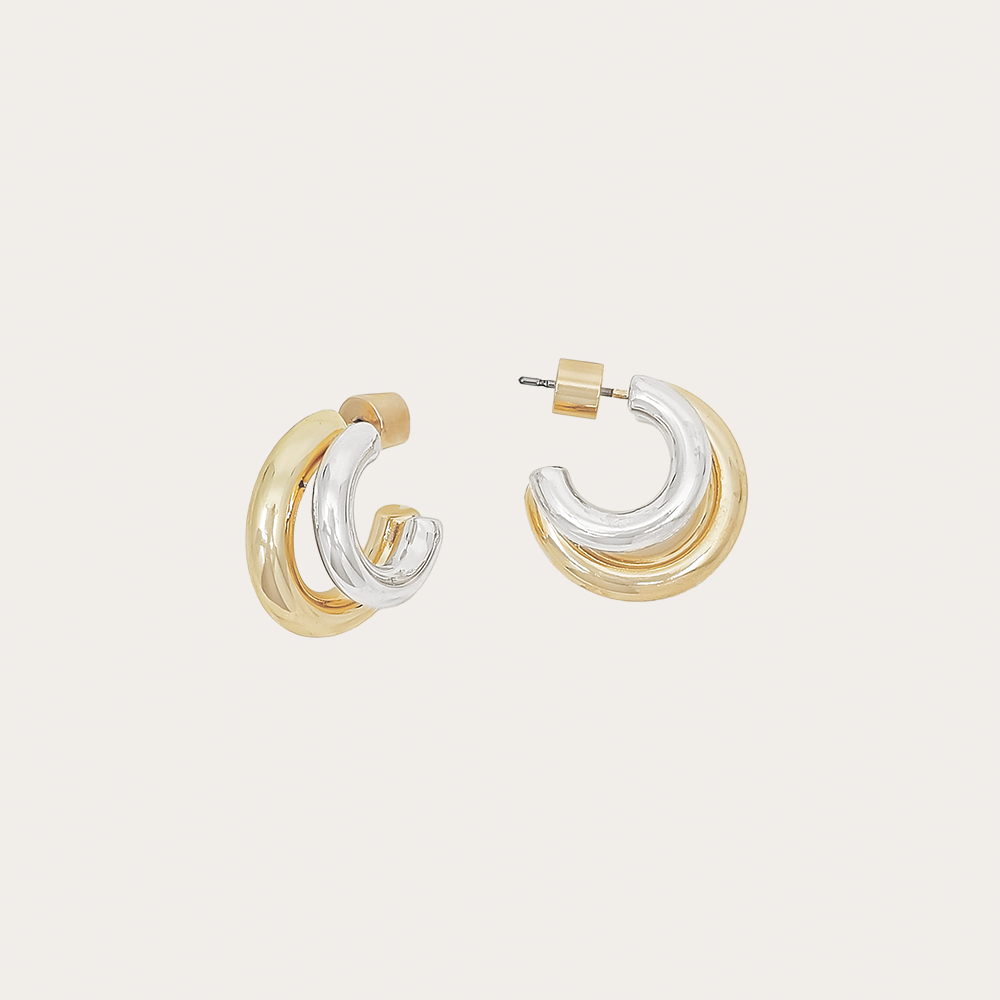 Bold Double-Line Hoop Earrings