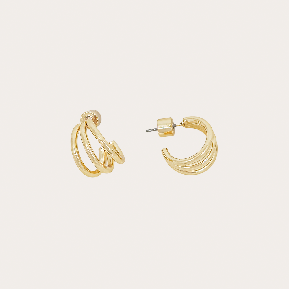 Triple Hoop Statement Stud Earrings