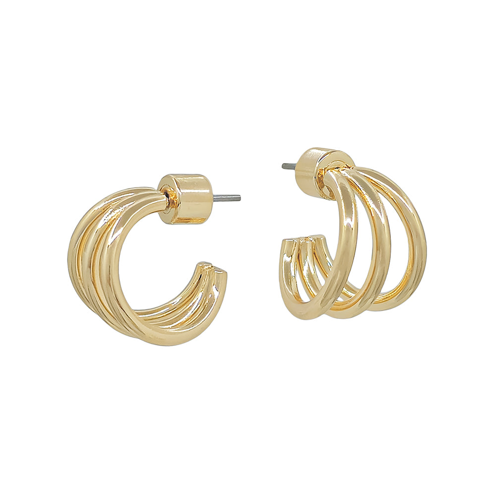 Triple Hoop Statement Stud Earrings