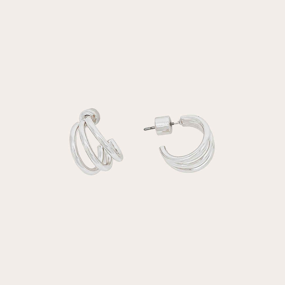 Triple Hoop Statement Stud Earrings