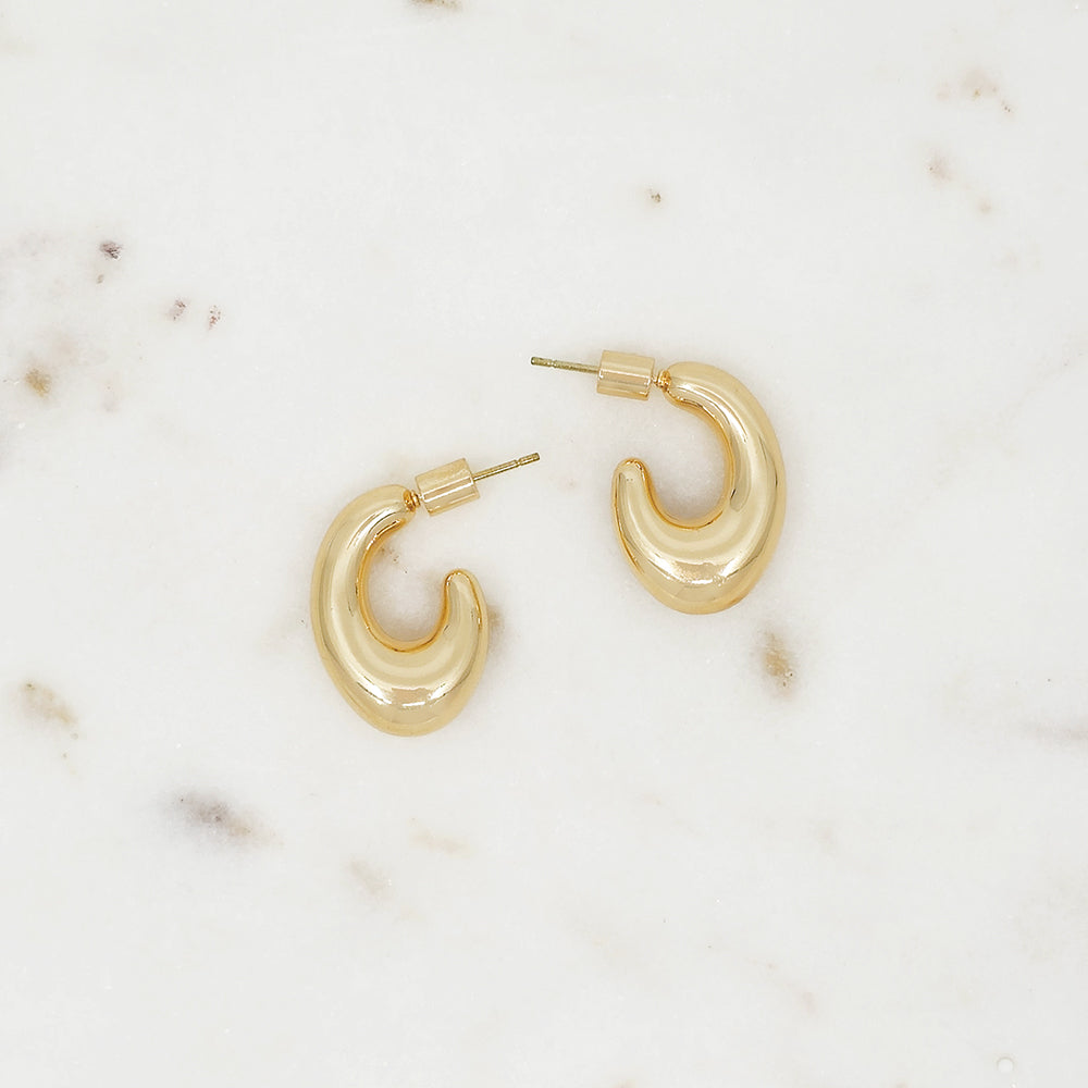 Modern Chunky Bold Sculpted Stud Hoop Earrings