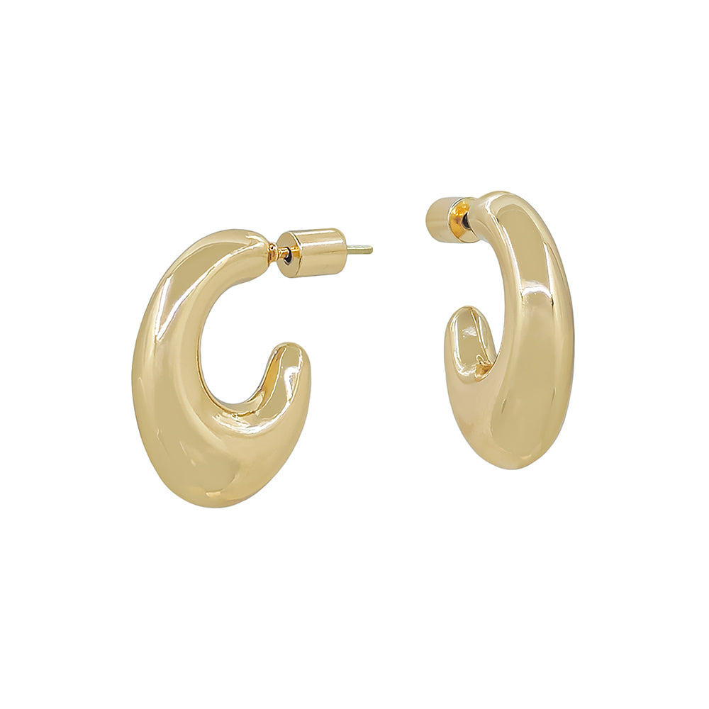 Modern Chunky Bold Sculpted Stud Hoop Earrings
