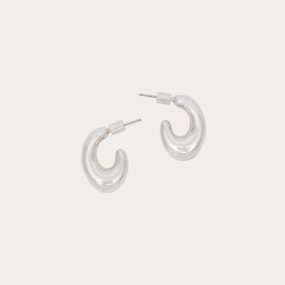 Modern Chunky Bold Sculpted Stud Hoop Earrings
