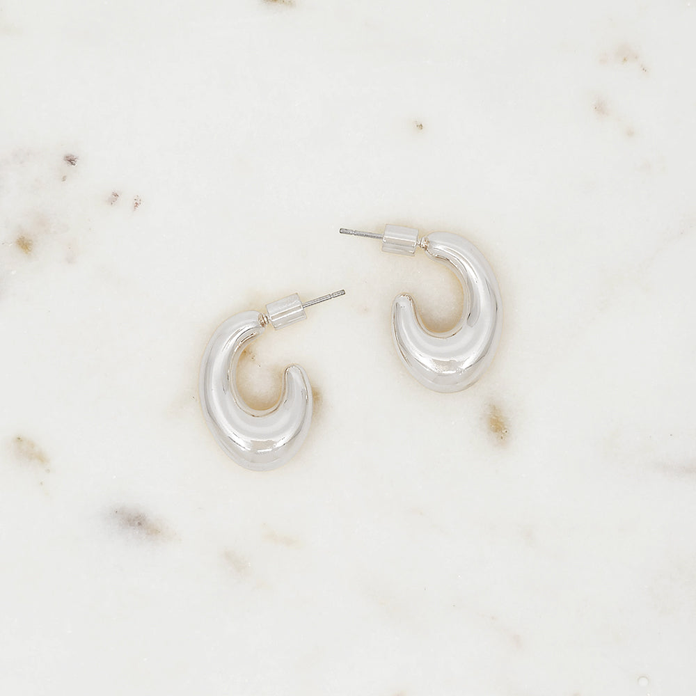 Modern Chunky Bold Sculpted Stud Hoop Earrings