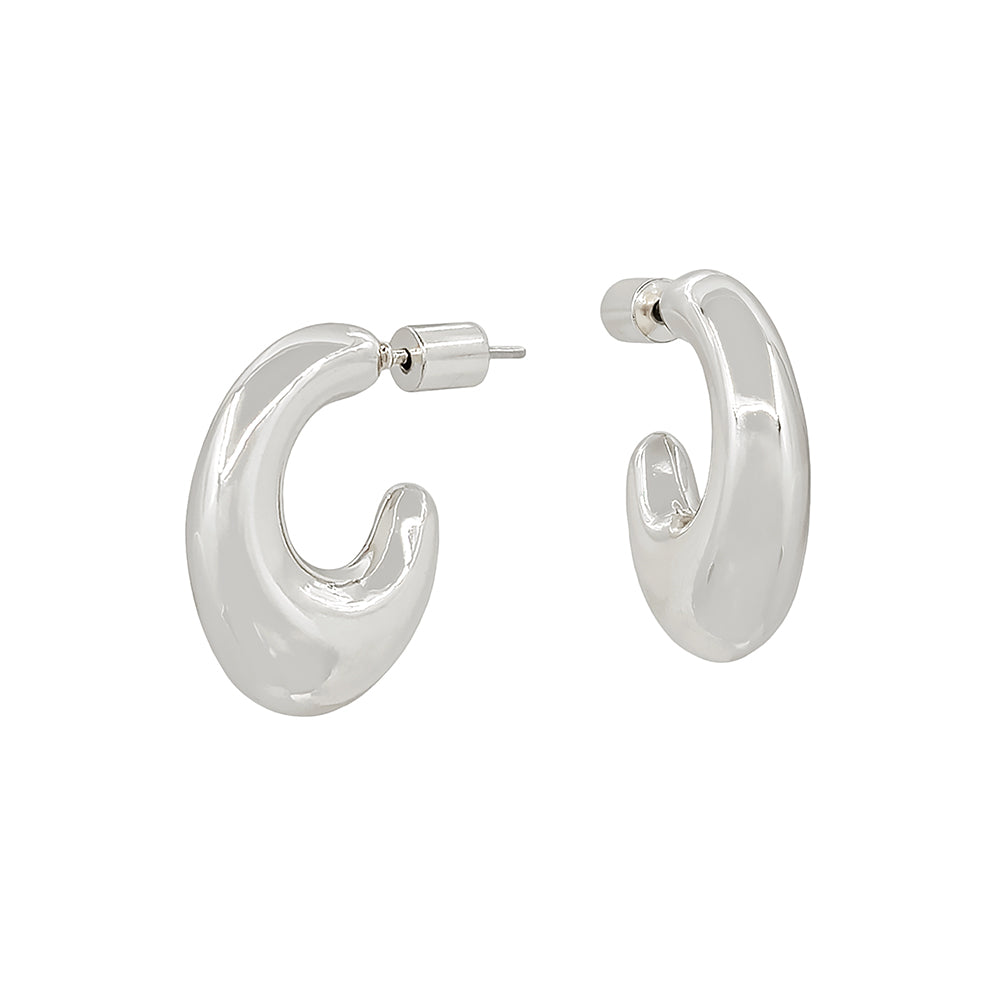 Modern Chunky Bold Sculpted Stud Hoop Earrings