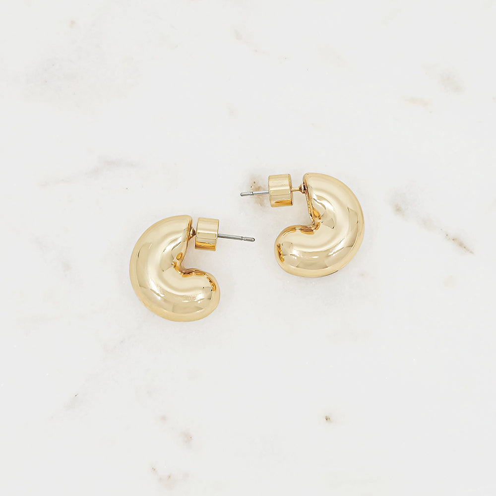 Chunky Dome Huggie Hoop Earrings – Gold & Silver-Tone Minimalist Studs