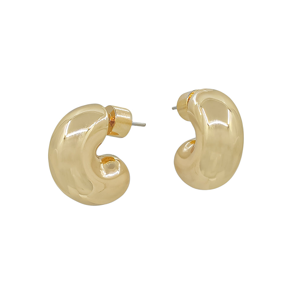 Chunky Dome Huggie Hoop Earrings – Gold & Silver-Tone Minimalist Studs