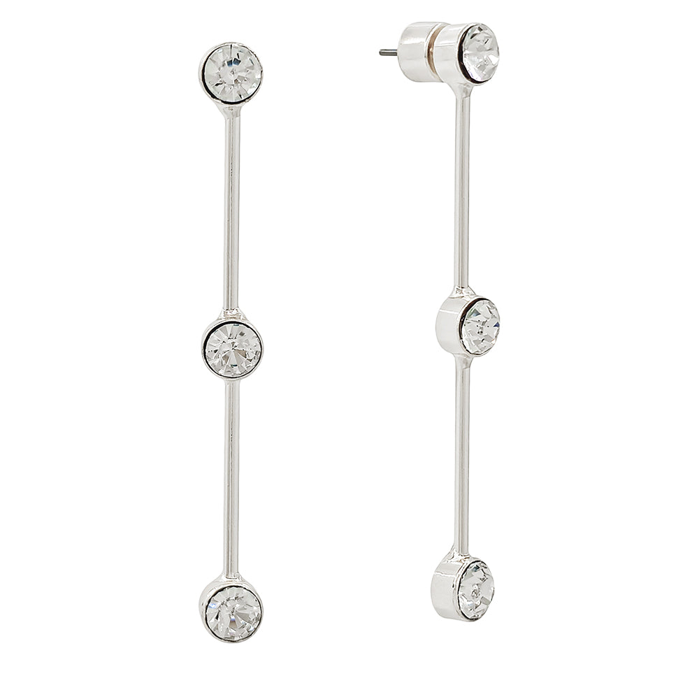 Modern Linear Drop Earrings with Bezel-Set Crystals