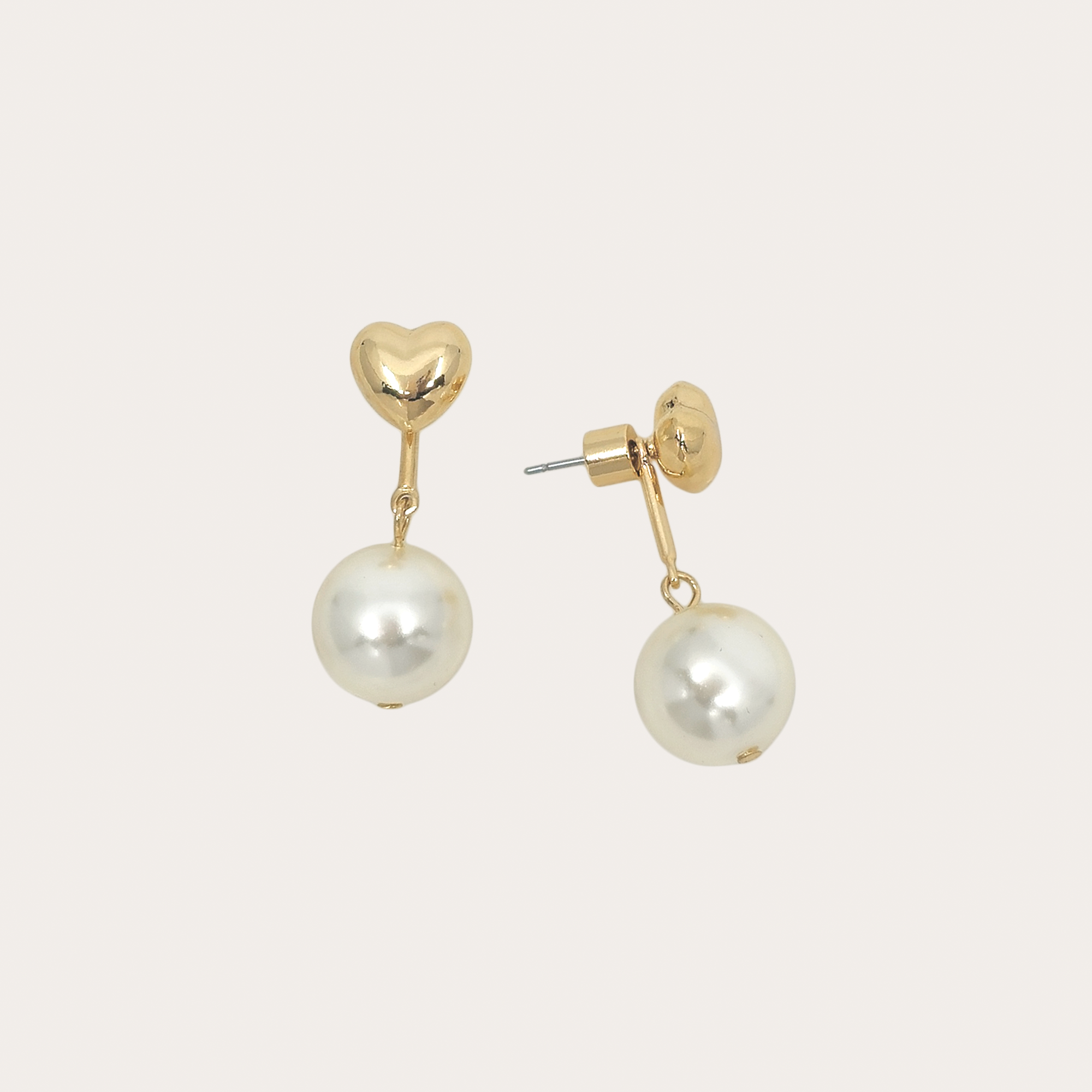 Heart Pearl Drop Earrings