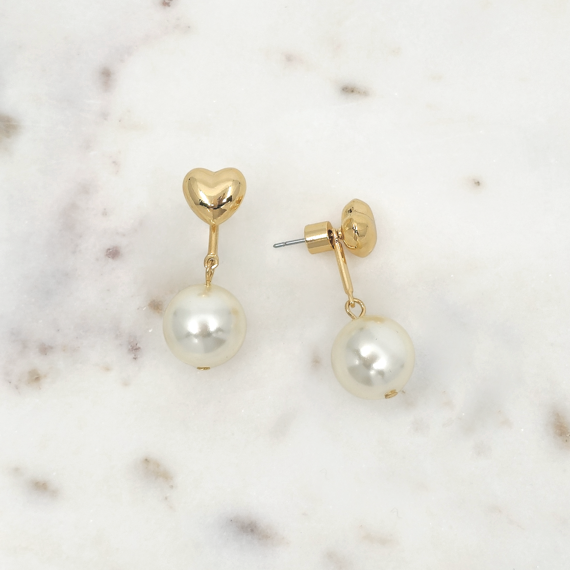 Heart Pearl Drop Earrings