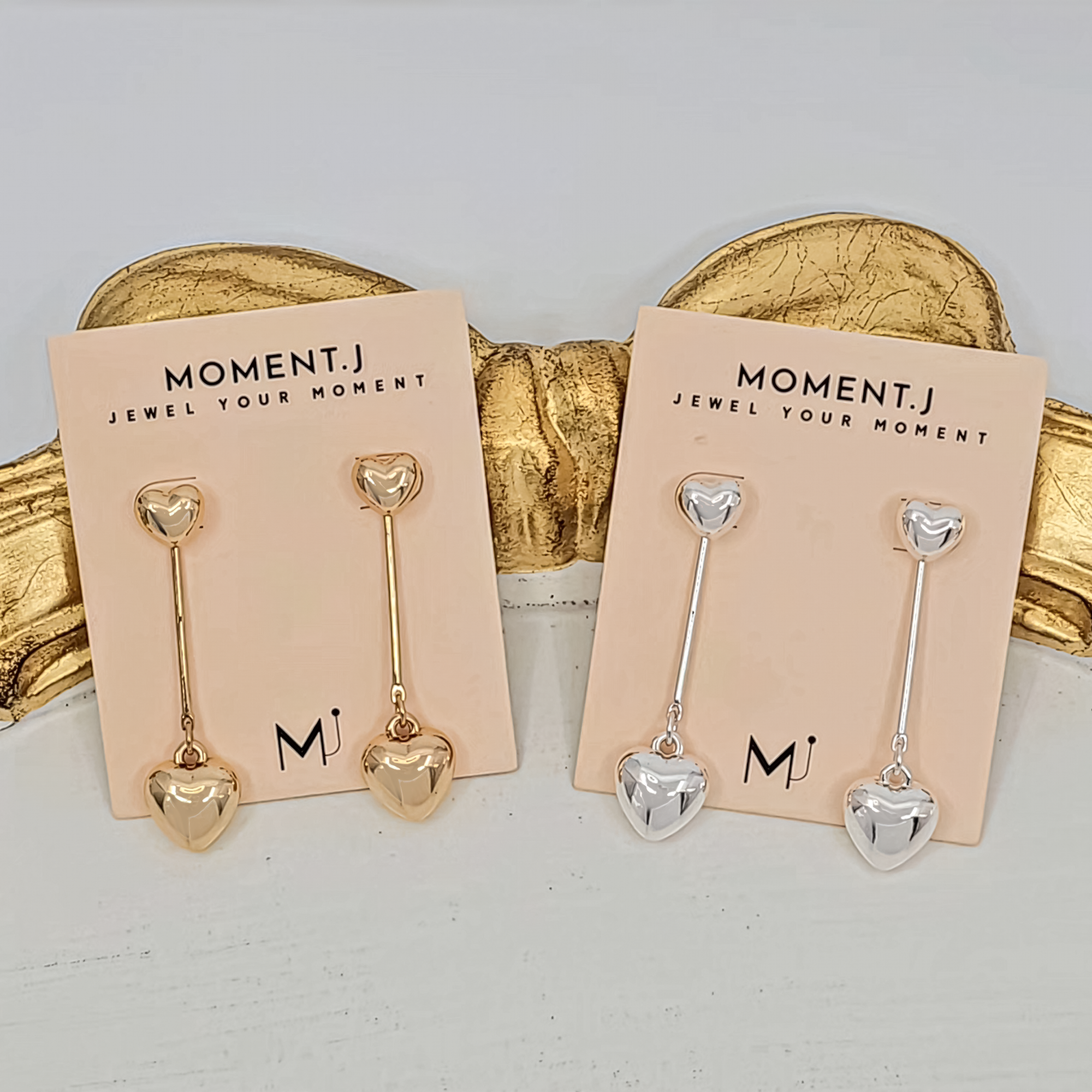 Linear Heart Drop Earrings