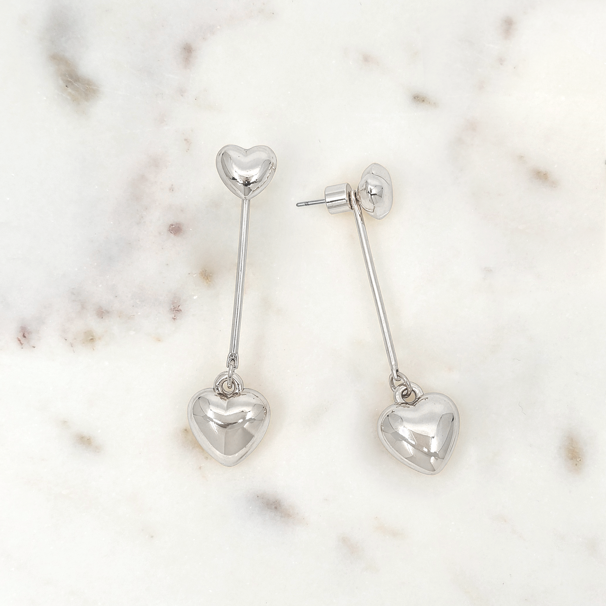 Linear Heart Drop Earrings