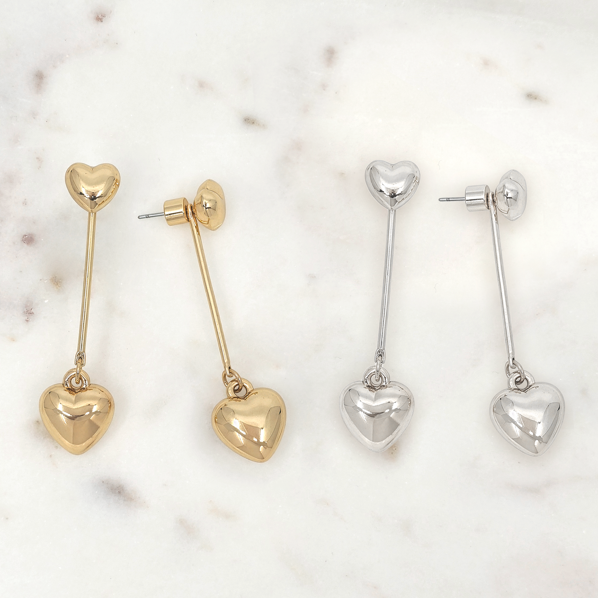 Linear Heart Drop Earrings