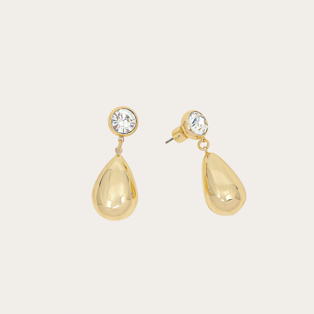 Crystal Accent Teardrop Drop Earrings