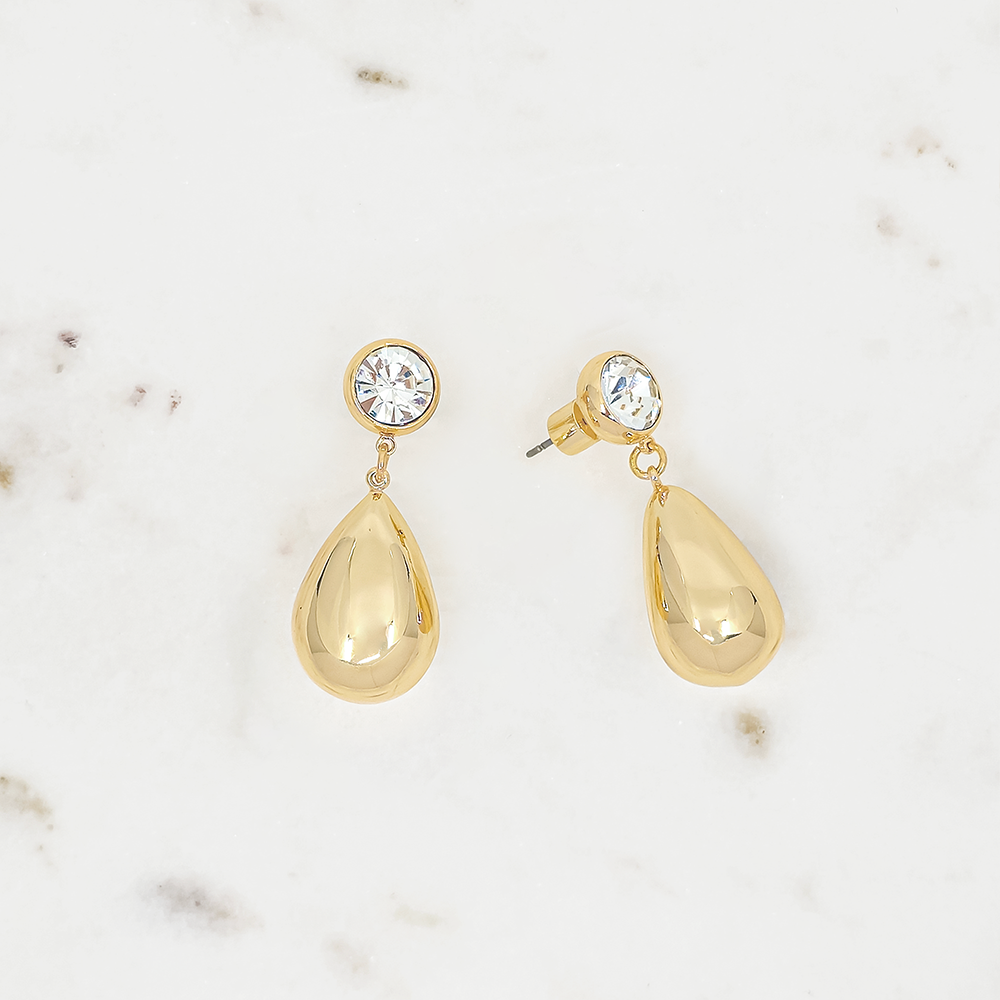 Crystal Accent Teardrop Drop Earrings